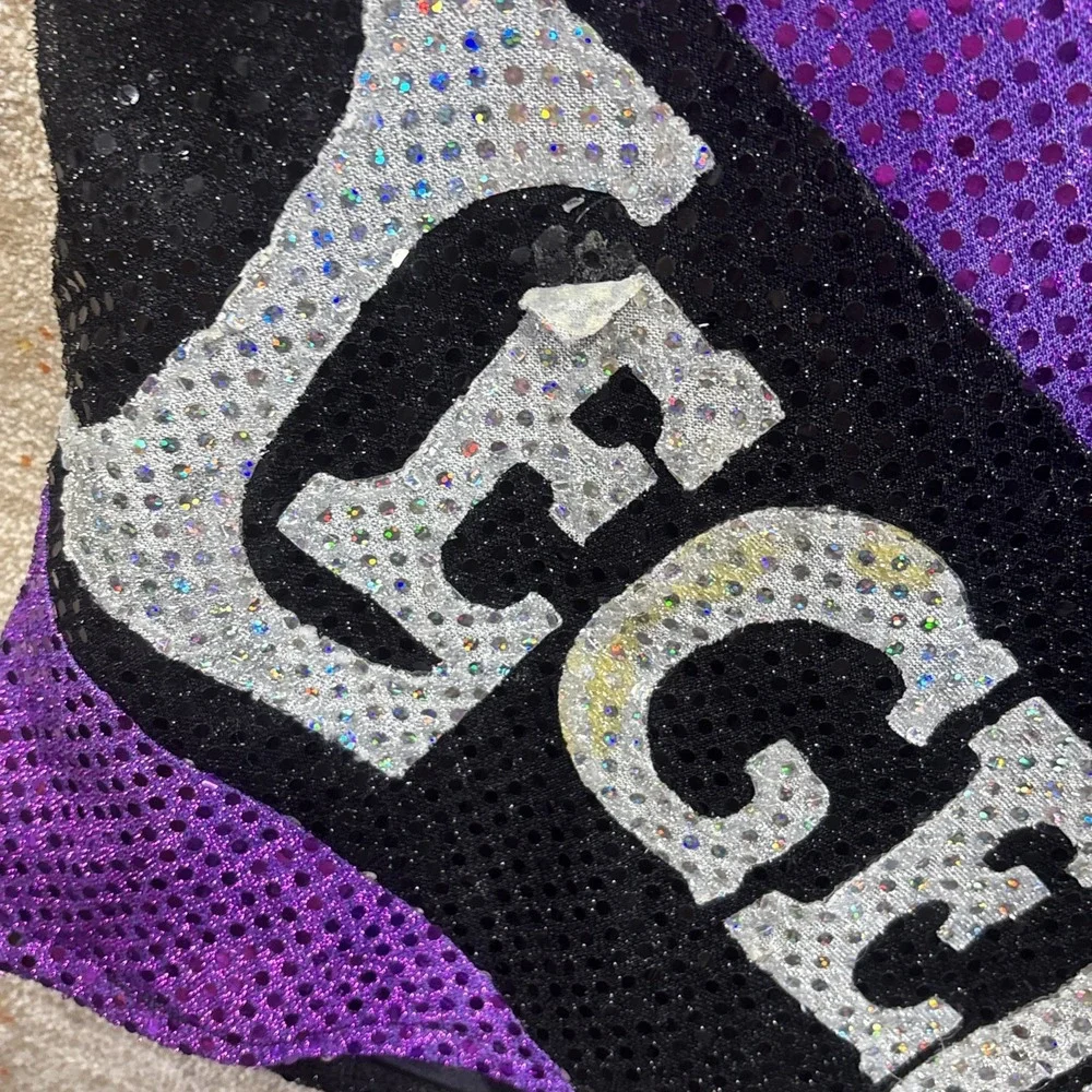 Girls Size 11 Legends Cheerleading Uniform Top Purple Sequin Halloween Costume